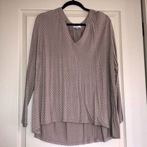 Ok Navy brown and white long sleeve v-neck